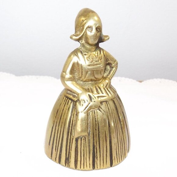 Brass Dutch Lady Table or Altar Bell - Picture 2 of 10